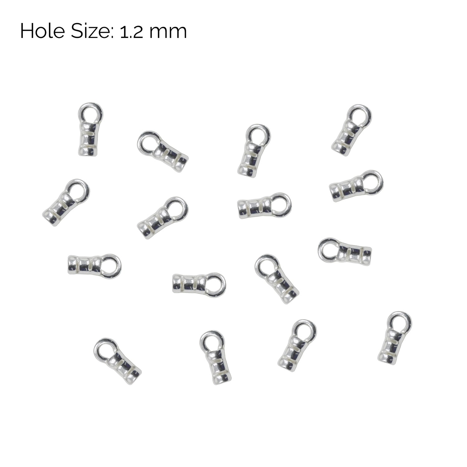 Crimp End Cap 10 Pcs Sterling Silver With Ring (1.20mm ID)
