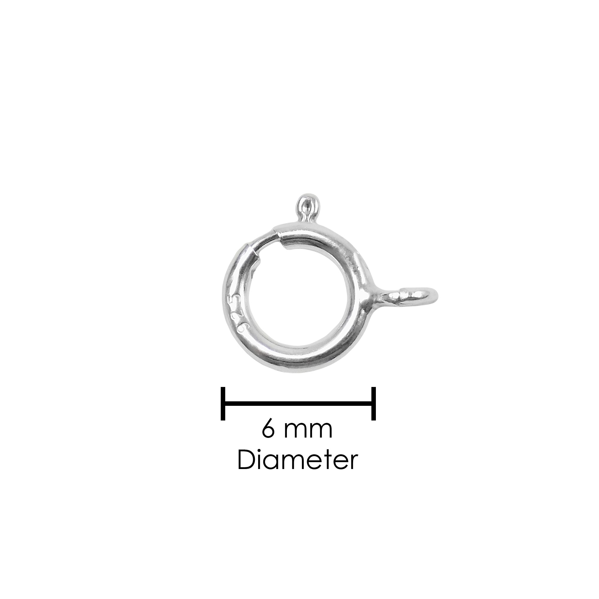 6mm Spring Ring Clasp Closed Ring Italy 925 Sterling Silver. spring ring clasp wholesale