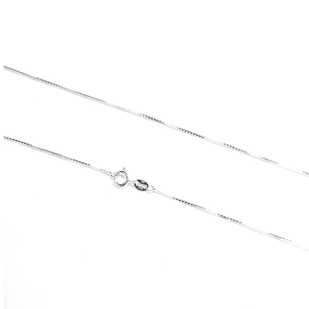 Box Chain Necklace 1mm Italian Solid 925 Sterling Silver Diamond Cut