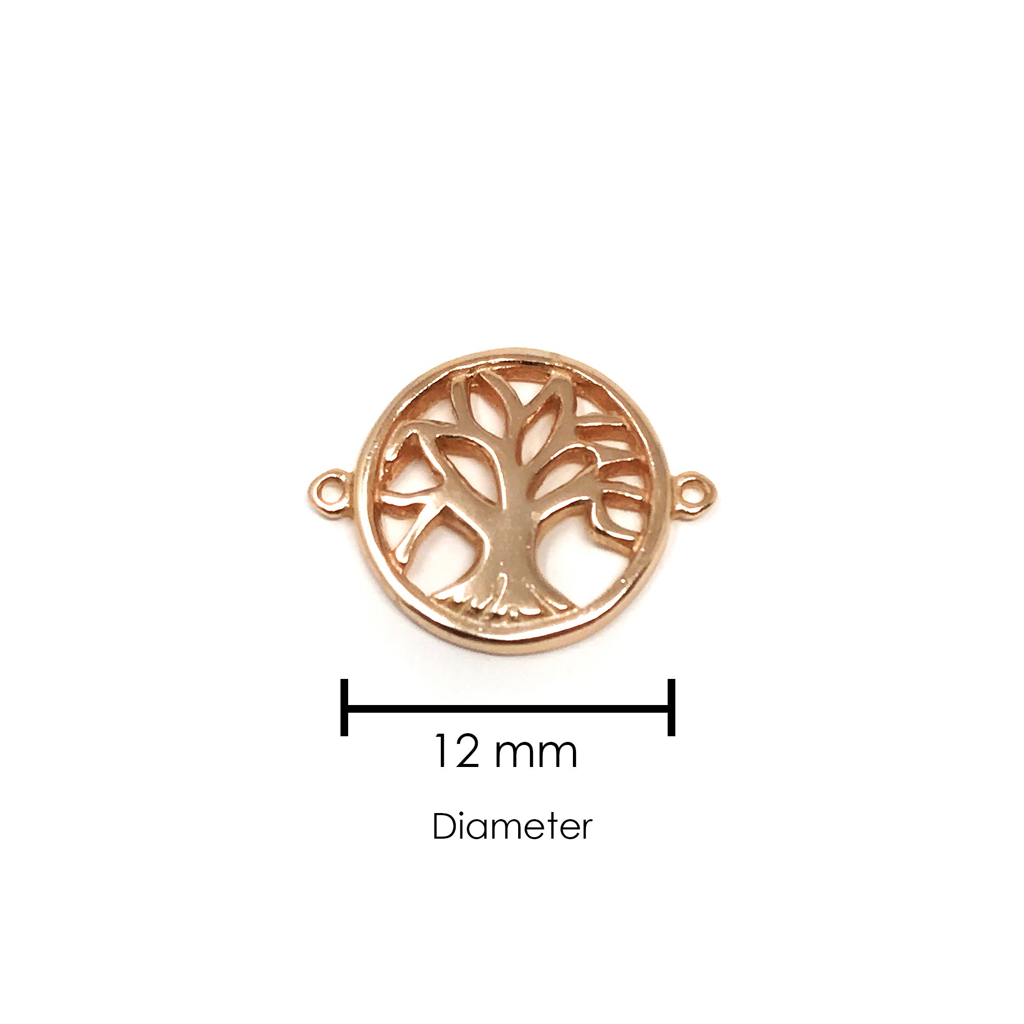 Tree of Life Connector Charm 925 Sterling Silver Sideways 12mm