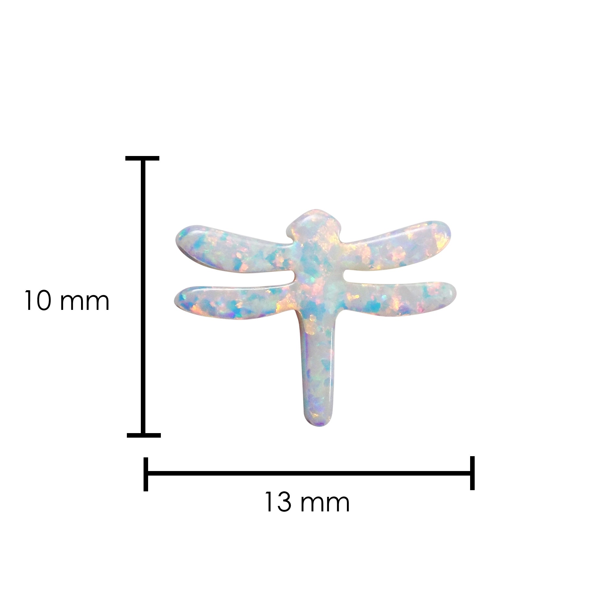 Opal Dragonfly Charm, Dragonfly Opal Bead Charm Pendant Size 10x13mm, Authentic Lab-created White Opal Dragonfly Bead, USA Seller