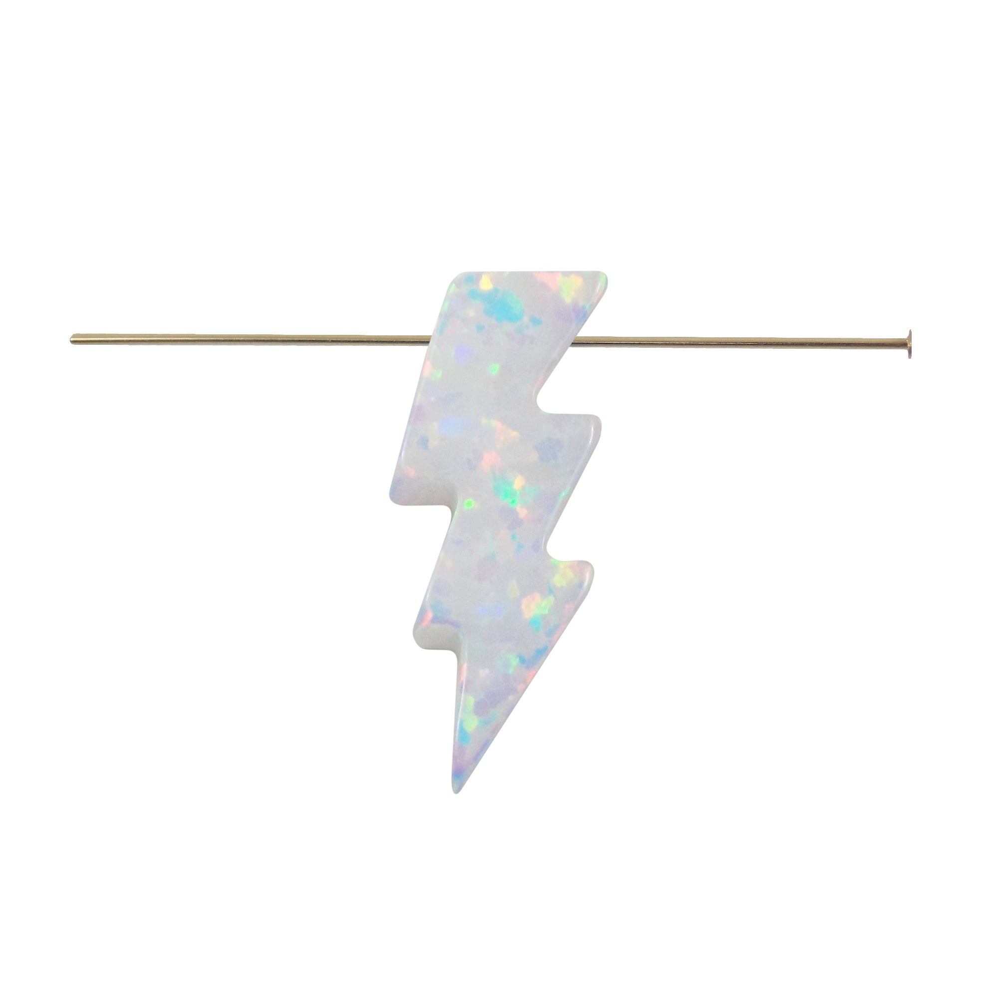 Opal Lightning Bolt Pendant 5.5mmx12.5mm, Tiny Thunderbolt Flash, White Opal Thunder Charm, Authentic Lab-created Opal Wholesale, USA Seller