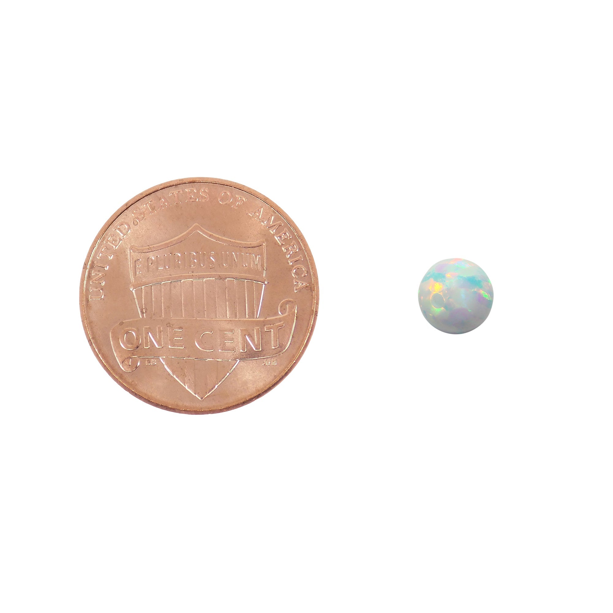 white ball opal half drilled 6mm