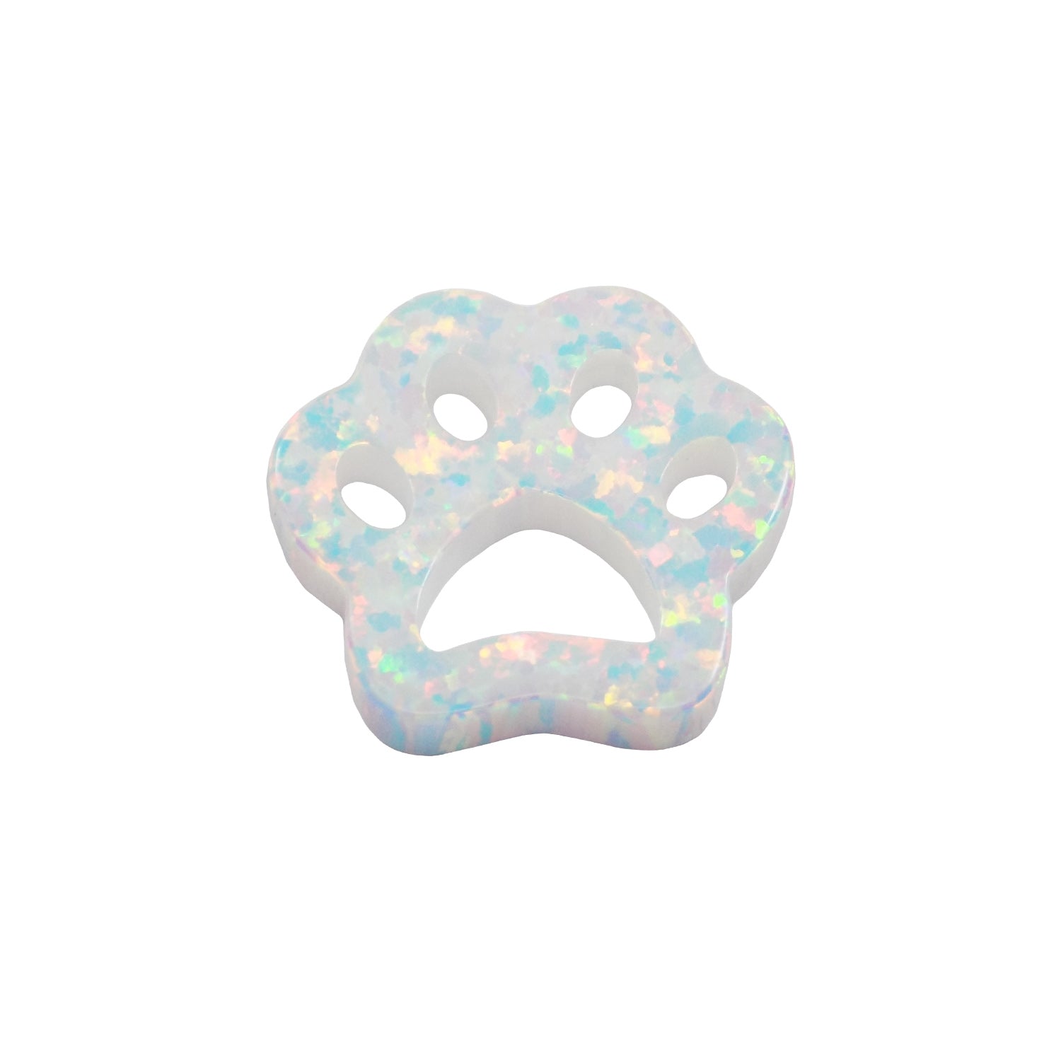 Puppy Dog Paw Opal Charm Size 10.7mm x 12mm. White Created Opal