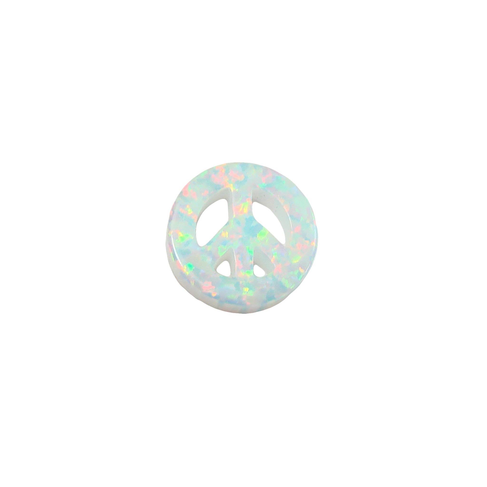Peace Sign Created Opal Pendant, Peace Symbol 12mm Charm, Synthetic Opal 