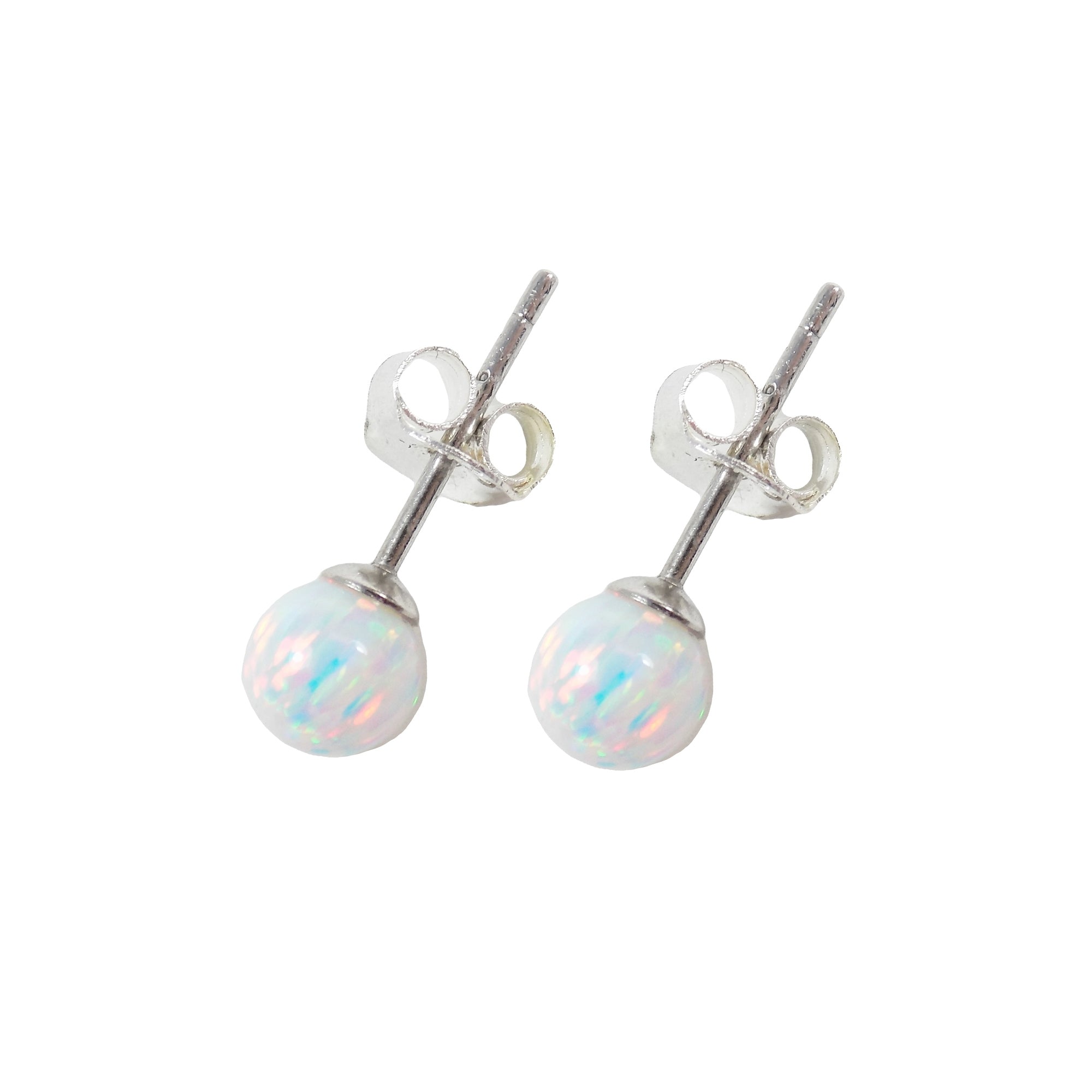 silver opal stud earrings